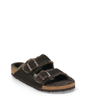 Birkenstock Arizona Shearling Suede Leather Mule Sandals - Standard Fit