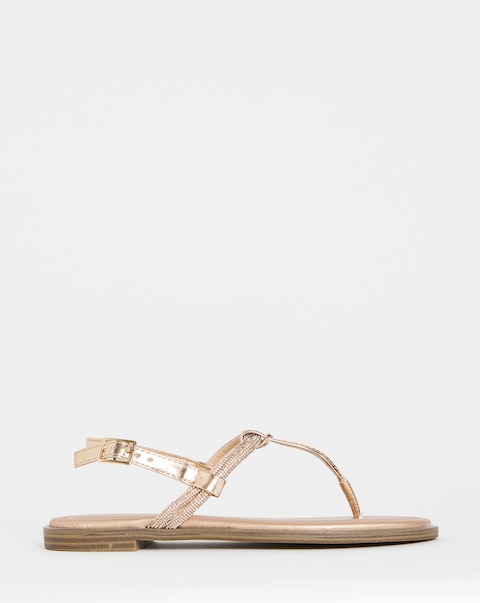 Simply Be Karma Diamante Sparkly Toe Post Sandals - Wide Fit (E)