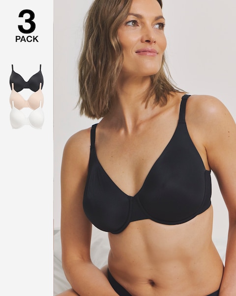 Pretty Secrets (3 Pack) New Claire Micro Moulded Full Cup Wired Bras (B-E)