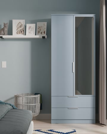 Humber Ready Assembled 2 Door 2 Drawer Mirrored Wardrobe - Kids