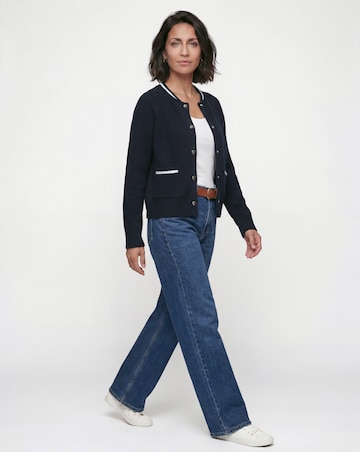 Contrast Bomber Style Knitted Cardigan