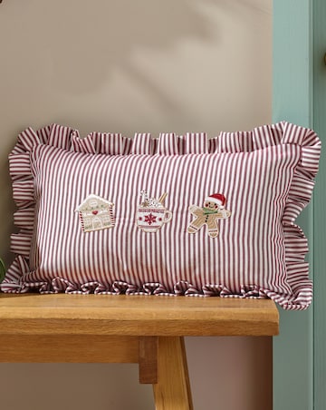Catherine Lansfield Christmas Gingerbread Striped Filled Cushion