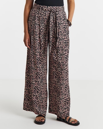 Simply Be Leopard Linen Mix Palazzo Trouser Co-ord