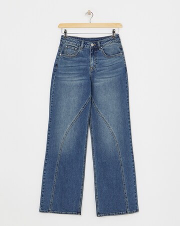 Mid Blue Seamed Wide Leg Jeans
