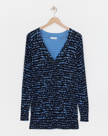 Blue Print V Neck Slouch Tunic
