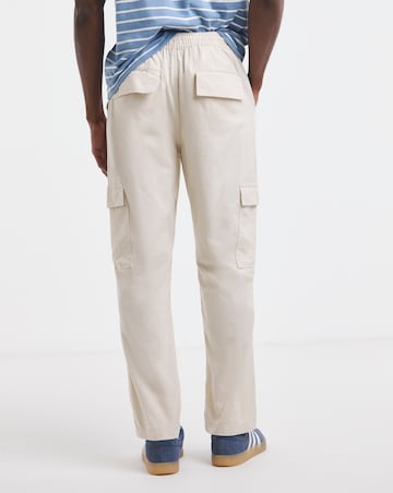 Linen Blend Fully Elasticated Cargo Trouser
