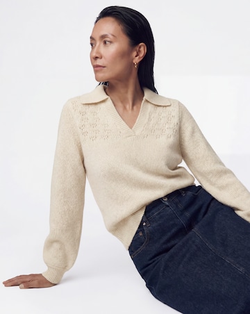 Pointelle Henley Knitted Jumper
