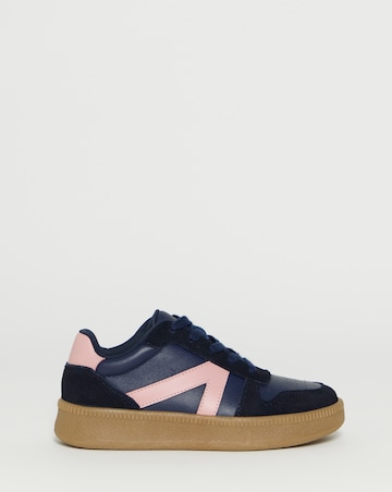 Rumba Leather Retro Lace up Trainer - Wide Fit (E)