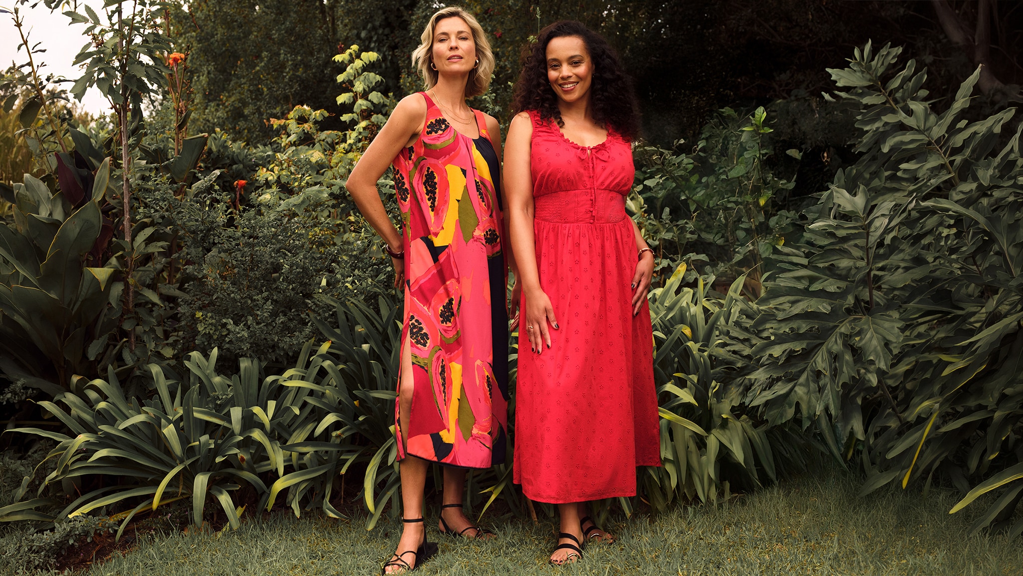 2 women wearing JD Williams summer dresses
