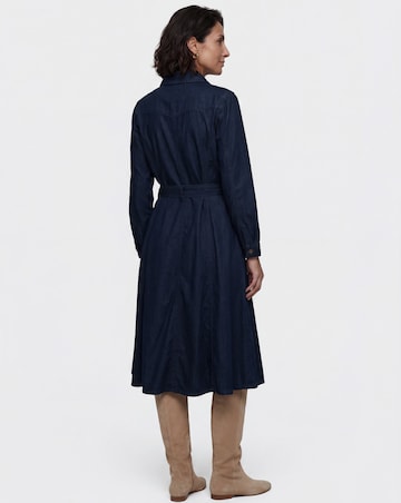 Indigo Belted Denim Midi Dress
