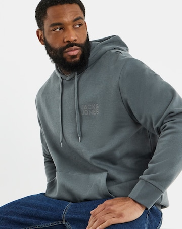 Jack & Jones Corp Logo Hoodie - Grey Blue