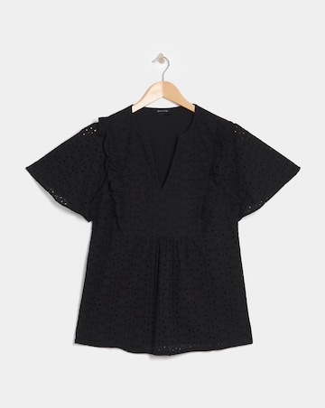 Broderie Frill Jersey Back Top