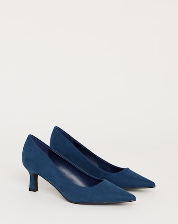 Heavenly Soles Kirsten Pointed Toe Kitten Heel Shoes - Wide Fit (E)