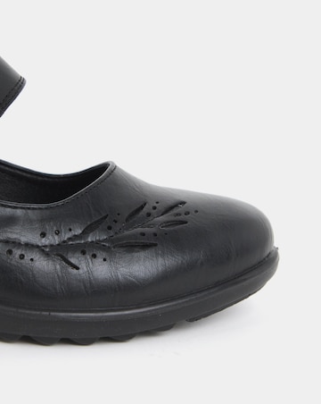 Cushion Walk Wedge Mary Jane Shoes With Embossed Detail - Extra Wide Fit (EEE)