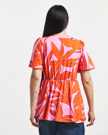 Palm Print Angel Sleeve Longline Top