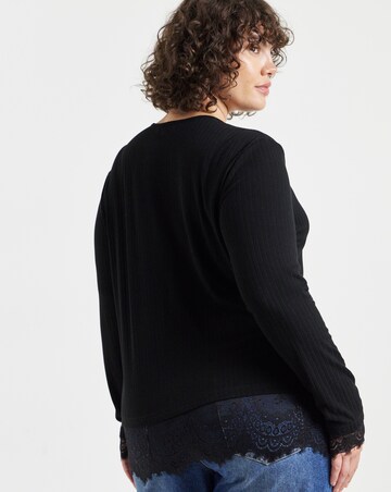 Simply Be Black Button Through Lace Trim Cardigan