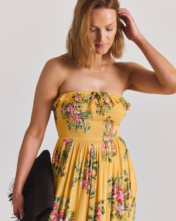 Figleaves Shirred Ruffle Detail Maxi Beach Dress