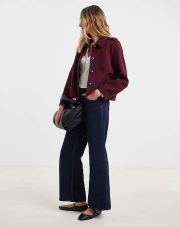 Burgundy Short Button Front Jacket