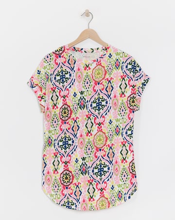 Pure Cotton Longline Short Sleeve Curved Hem Top