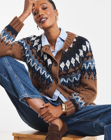 Fair Isle Crew Neck Cardigan