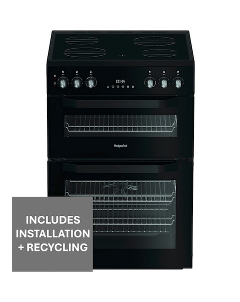 Hotpoint HDE6VDB1 60cm Electric Double Cooker with Multiflow - Black + Install