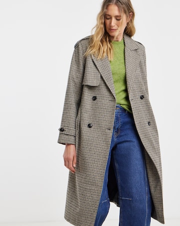 Houndstooth Check Trench Coat
