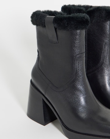 Kai Leather Fur Cuff Platform Boots - Extra Wide Fit (EEE)