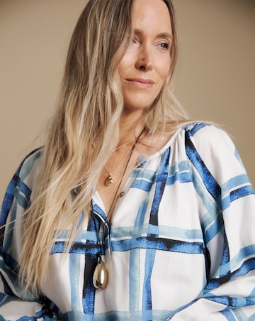 Julipa Check Print Linen Blouse