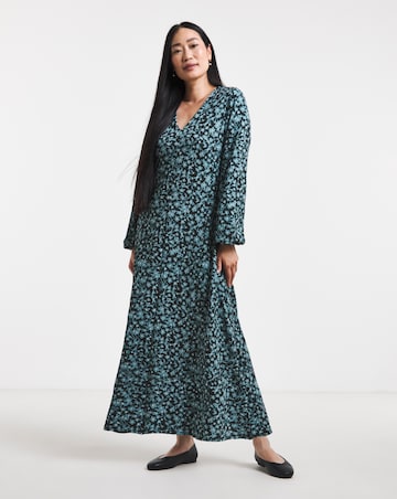 Textured Jersey Front Seam Maxi Dress