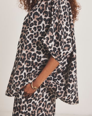 Oversized Leopard Print Shirt And Trouser Beach Co-Ord Set