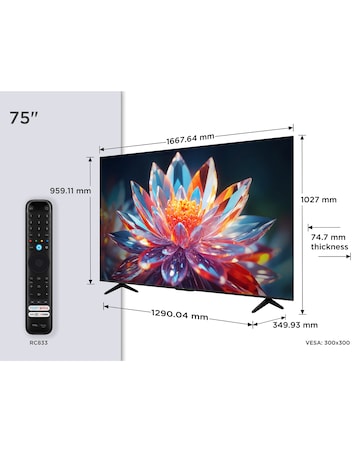 TCL 75T6C-UK 75in 4K QLED HDR Smart Fire TV with Freely