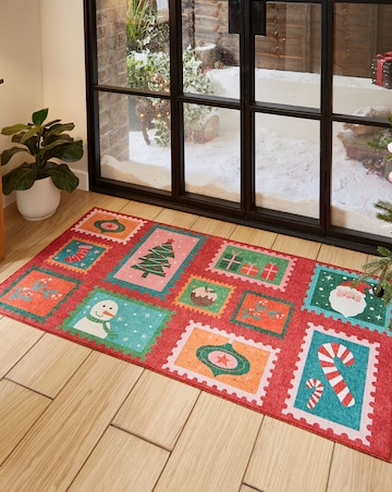 Christmas Stamps Washable Large Doormat