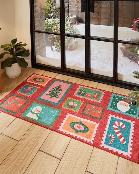 Christmas Stamps Washable Large Doormat