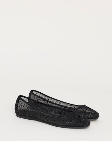 Luminous Embellished Mesh Ballet Flats - Wide Fit (E)