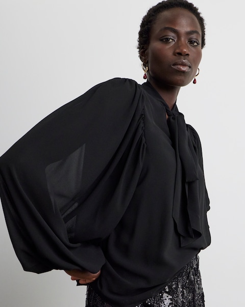 Joanna Hope Chiffon Tie neck Blouse