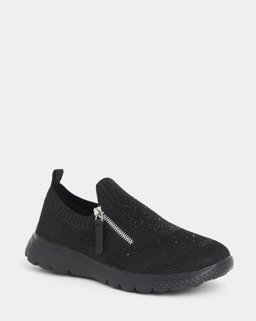 Cushion Walk Sparkle Fly Knit Side Zip Trainers - Extra Wide Fit (EEE)