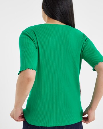 Green Lettuce Half Sleeve Rib Cardigan