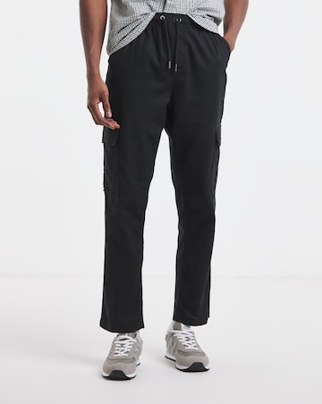 Linen Blend Fully Elasticated Cargo Trouser