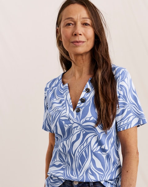 Julipa Printed Cotton Henley Top