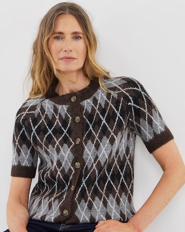 Argyle Short Sleeve Cardigan