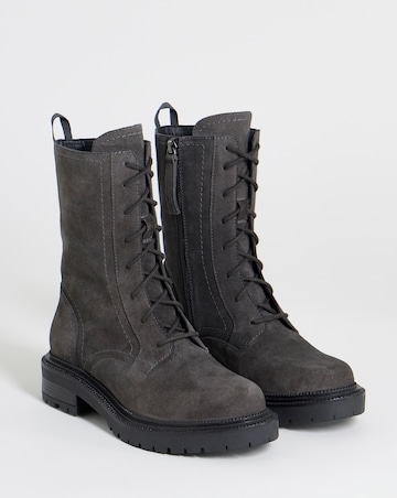 Raquel Chunky Lace Up Suede Boots - Wide Fit (E)