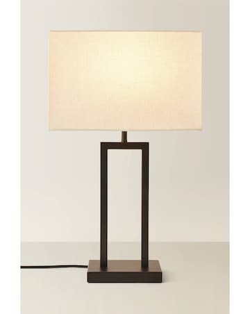 ValueLights Gloria Black Double Stem Table Lamp with Rectangular Shade
