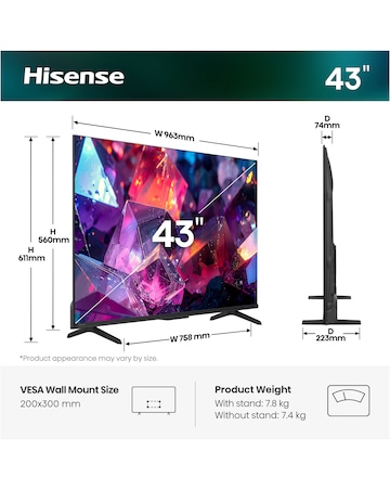 Hisense 43E78STUK PRO 43in QLED 4K Ultra HD Smart Gaming TV