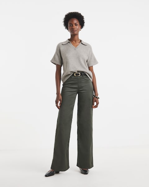 Khaki Wide Leg Jegging