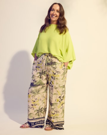 Linen Mix Wide Leg Trousers