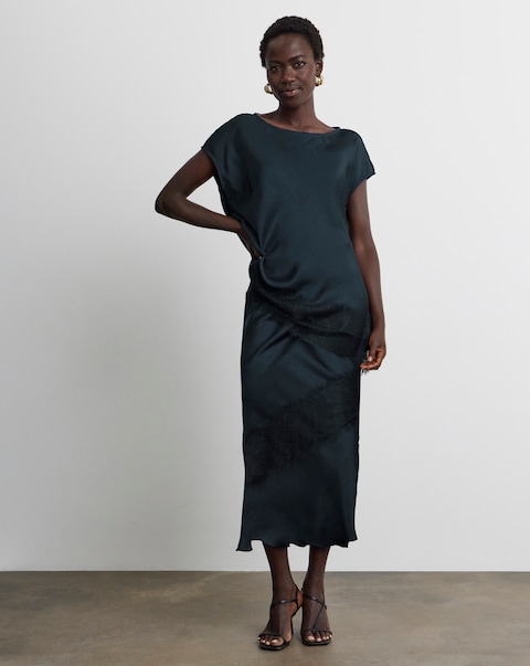 Joanna Hope Lace Trim Satin Skirt