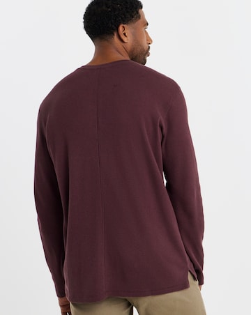 Textured Long Sleeve Grandad T-Shirt
