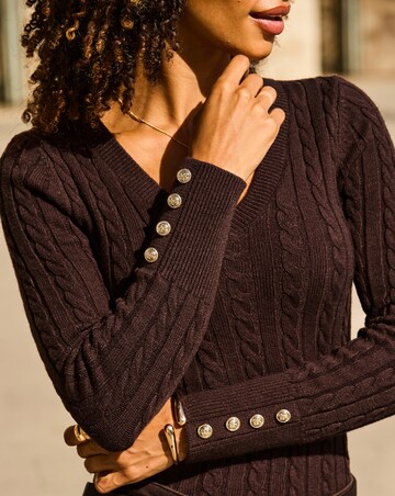 Sosandar V Neck Cable Jumper