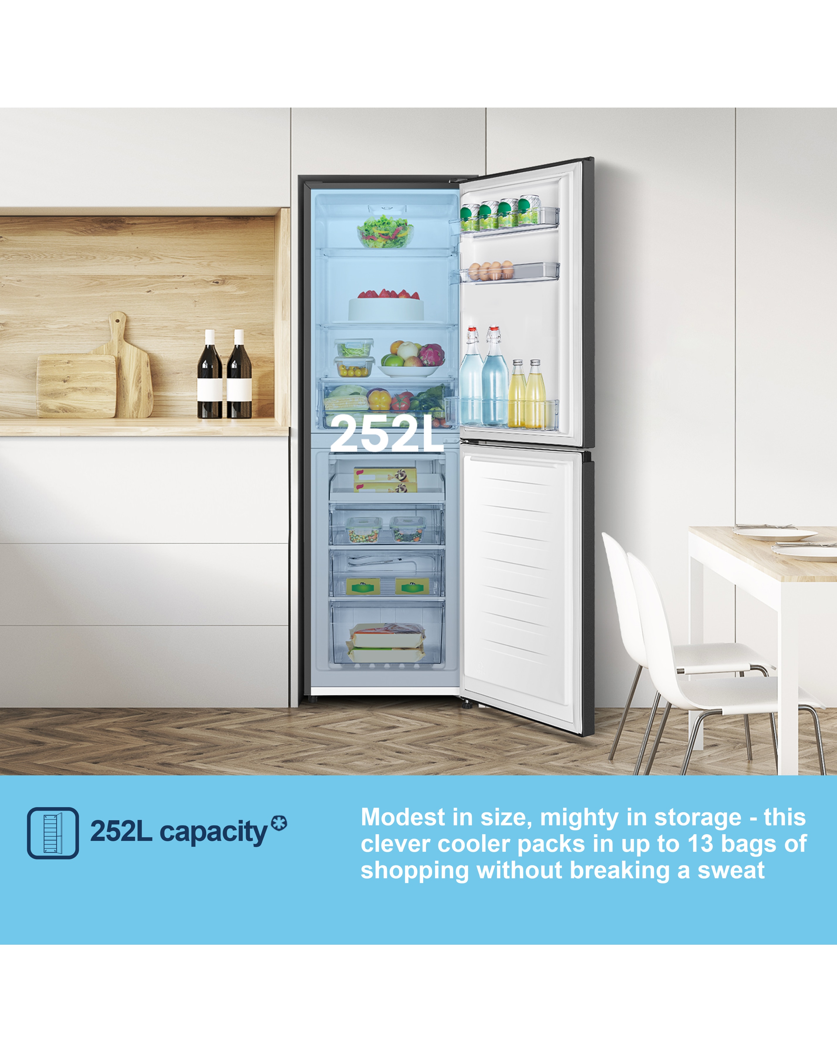 Fridgemaster MC55240EB 174cm 50/50 Fridge Freezer Black | JD Williams