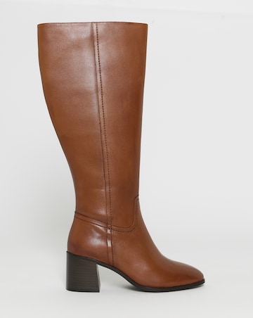 Nessa Leather Block Heel Knee High Boots - Wide Fit (E) & Curvy Calf